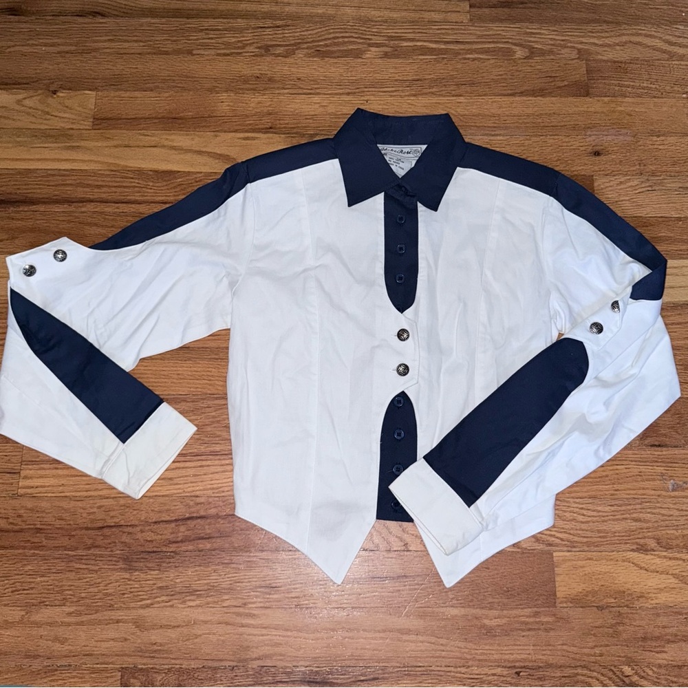 WOMENS White & Navy Western Top